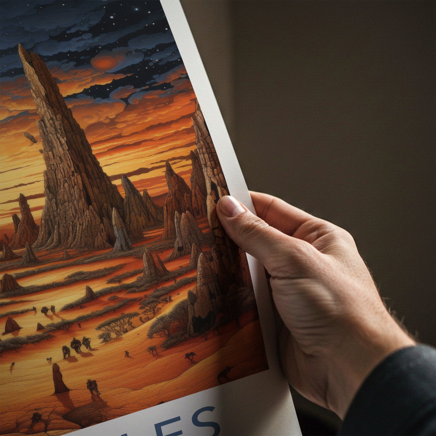 Pinnacles Poster - Australia Travel Art - Orange Desert Landscape Home Decor