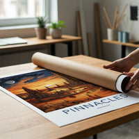 Pinnacles Poster - Australia Travel Art - Orange Desert Landscape Home Decor