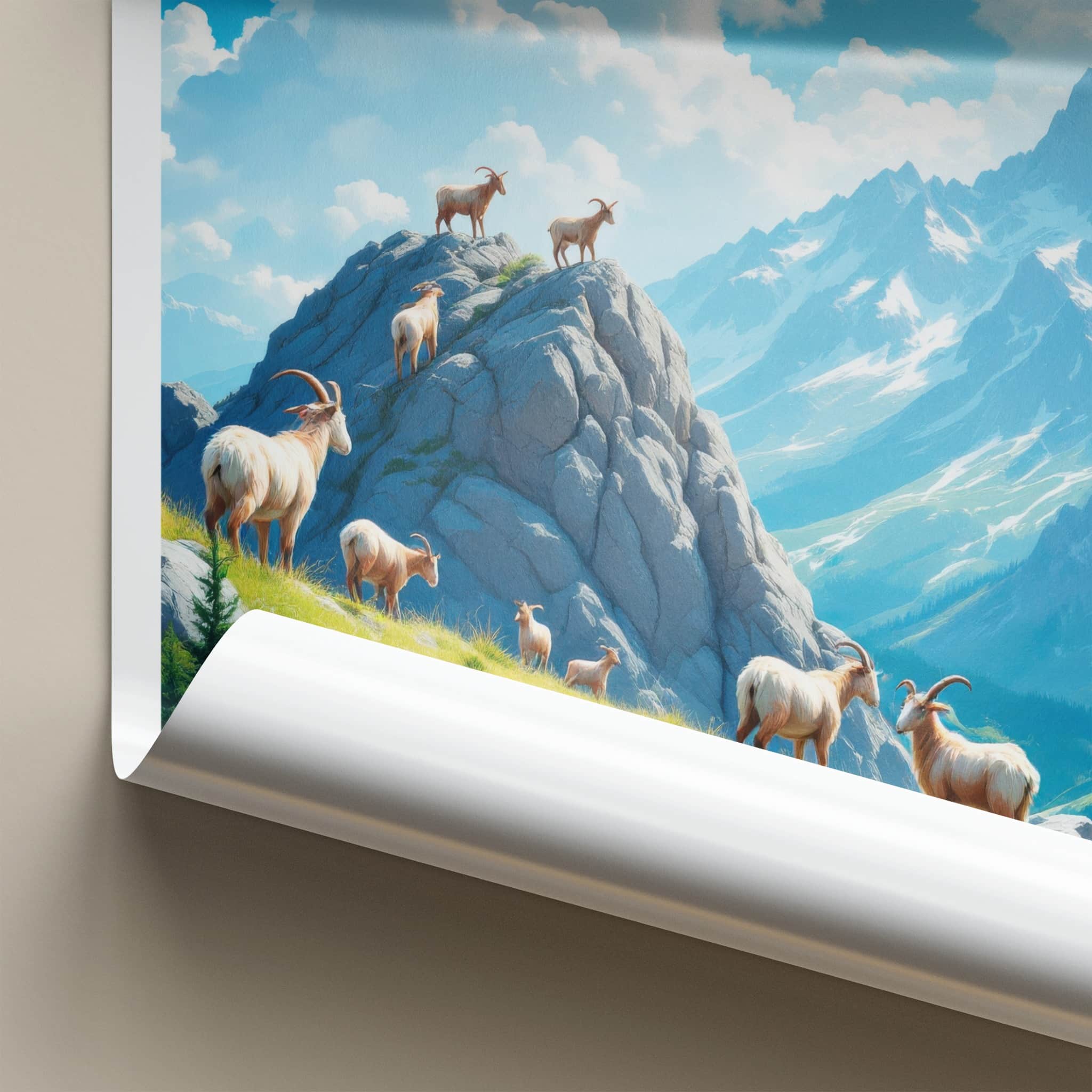 Pirin National Park Poster - Bulgaria Travel Art - Alpine Goats Grazing Home Decor