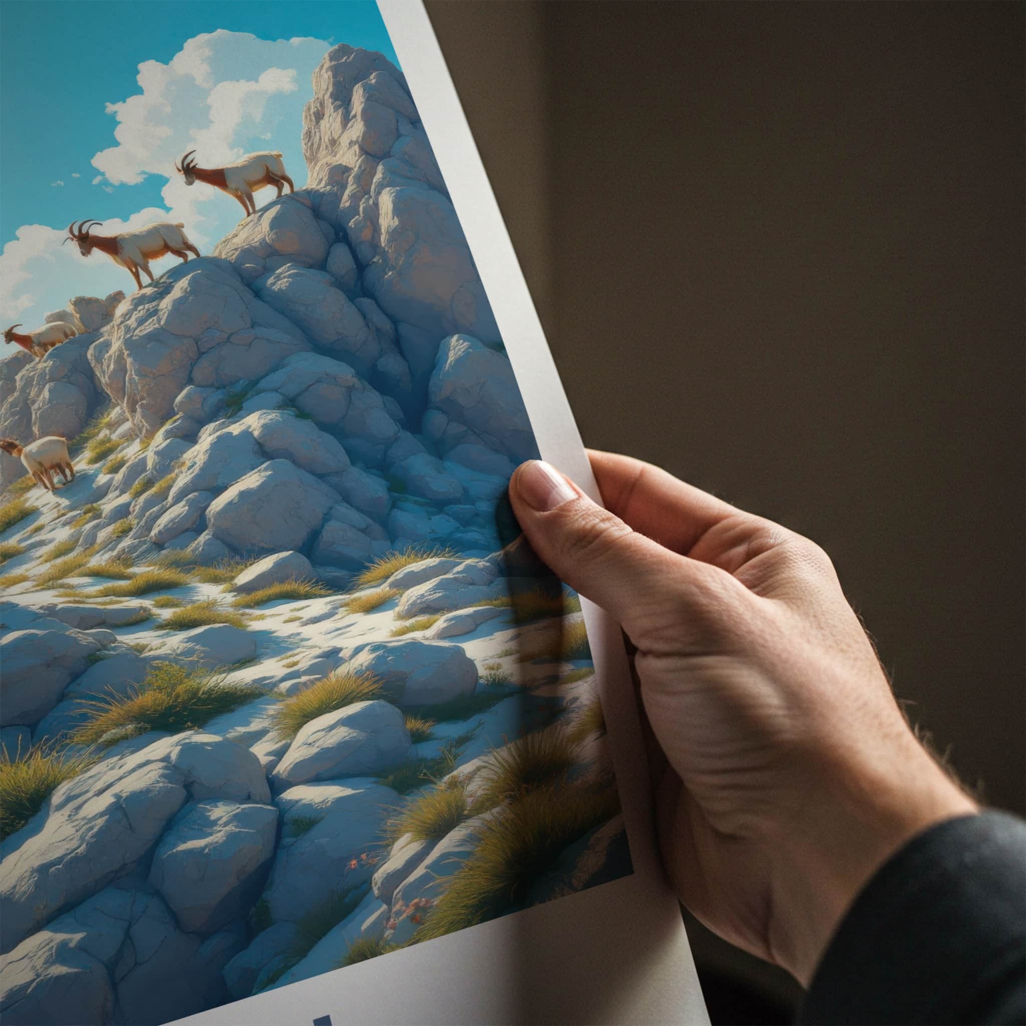 Pirin National Park Poster - Bulgaria Travel Art - Sunny Mountain Goats Home Decor