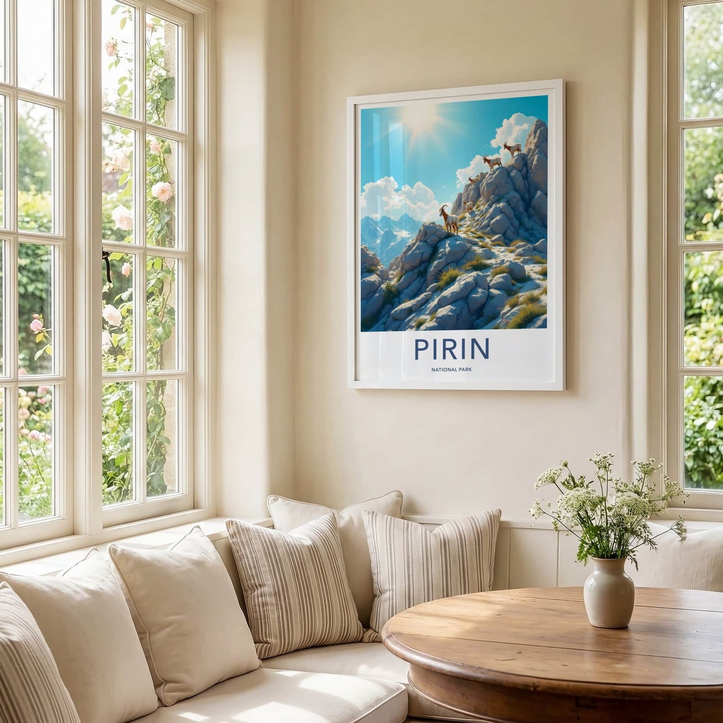 Pirin National Park Poster - Bulgaria Travel Art - Sunny Mountain Goats Home Decor