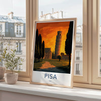Pisa Poster - Italy Fine Art - Leaning Tower Sunset Gallery Art
