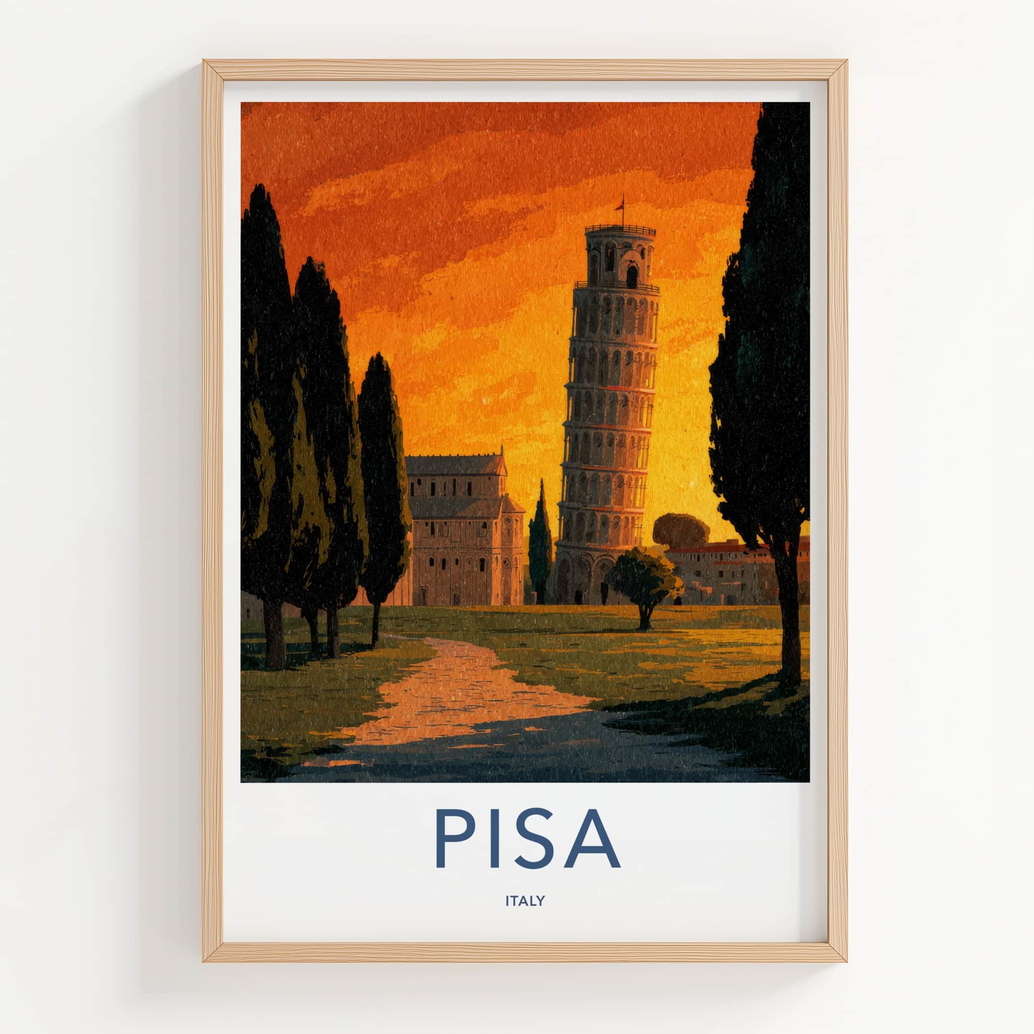 Pisa Poster - Italy Fine Art - Leaning Tower Sunset Gallery Art