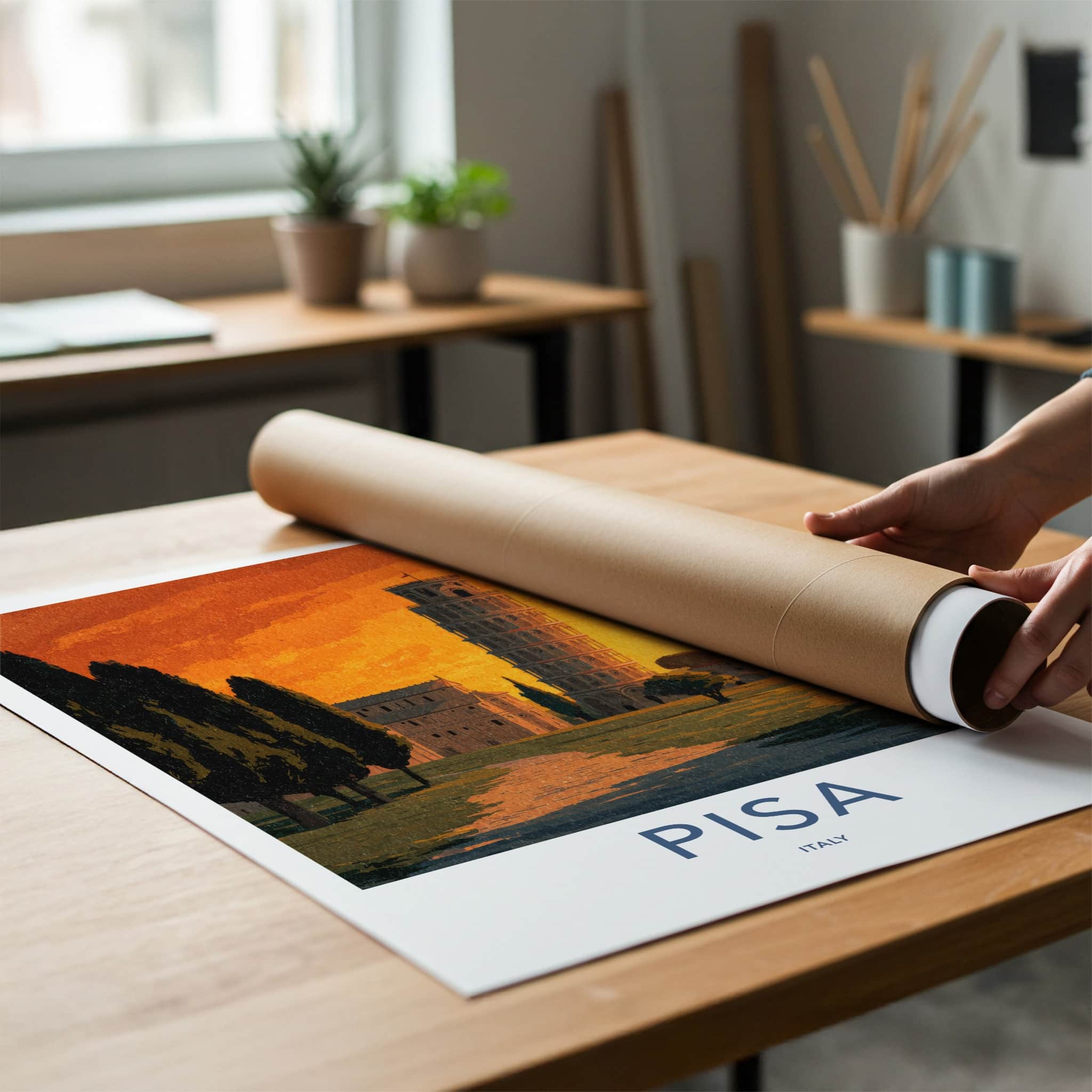 Pisa Poster - Italy Fine Art - Leaning Tower Sunset Gallery Art