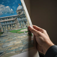 Pisa Poster - Italy Travel Art - Leaning Tower Cathedral Home Decor