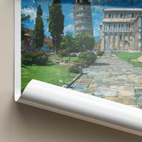 Pisa Poster - Italy Travel Art - Leaning Tower Cathedral Home Decor