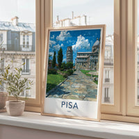 Pisa Poster - Italy Travel Art - Leaning Tower Cathedral Home Decor