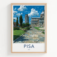 Pisa Poster - Italy Travel Art - Leaning Tower Cathedral Home Decor