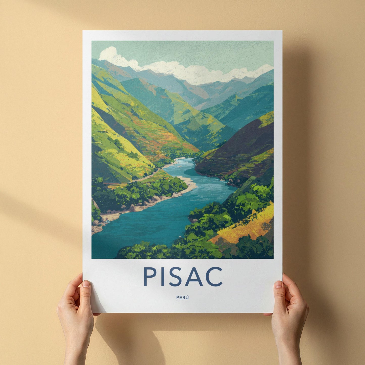 Pisac Poster - Peru Framed Print - Andean Valley River Framed Decor