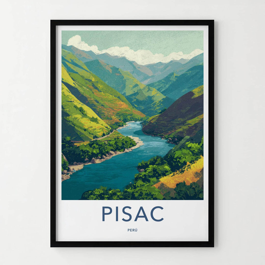Pisac Poster - Peru Framed Print - Andean Valley River Framed Decor