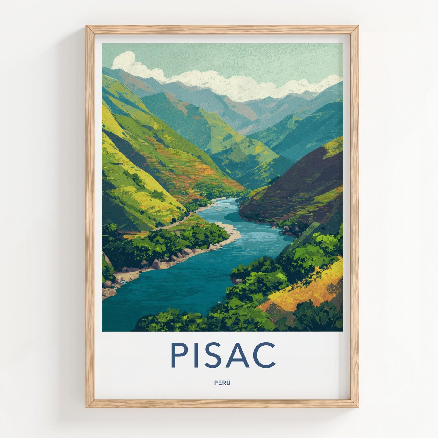 Pisac Poster - Peru Framed Print - Andean Valley River Framed Decor