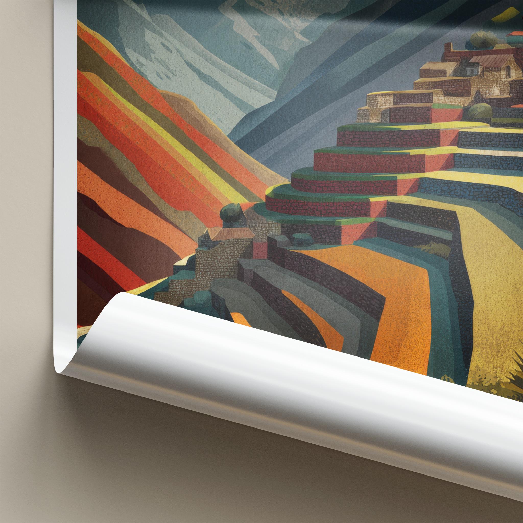 Pisac Poster - Peru Travel Art - Mountain Inca Terraces Home Decor