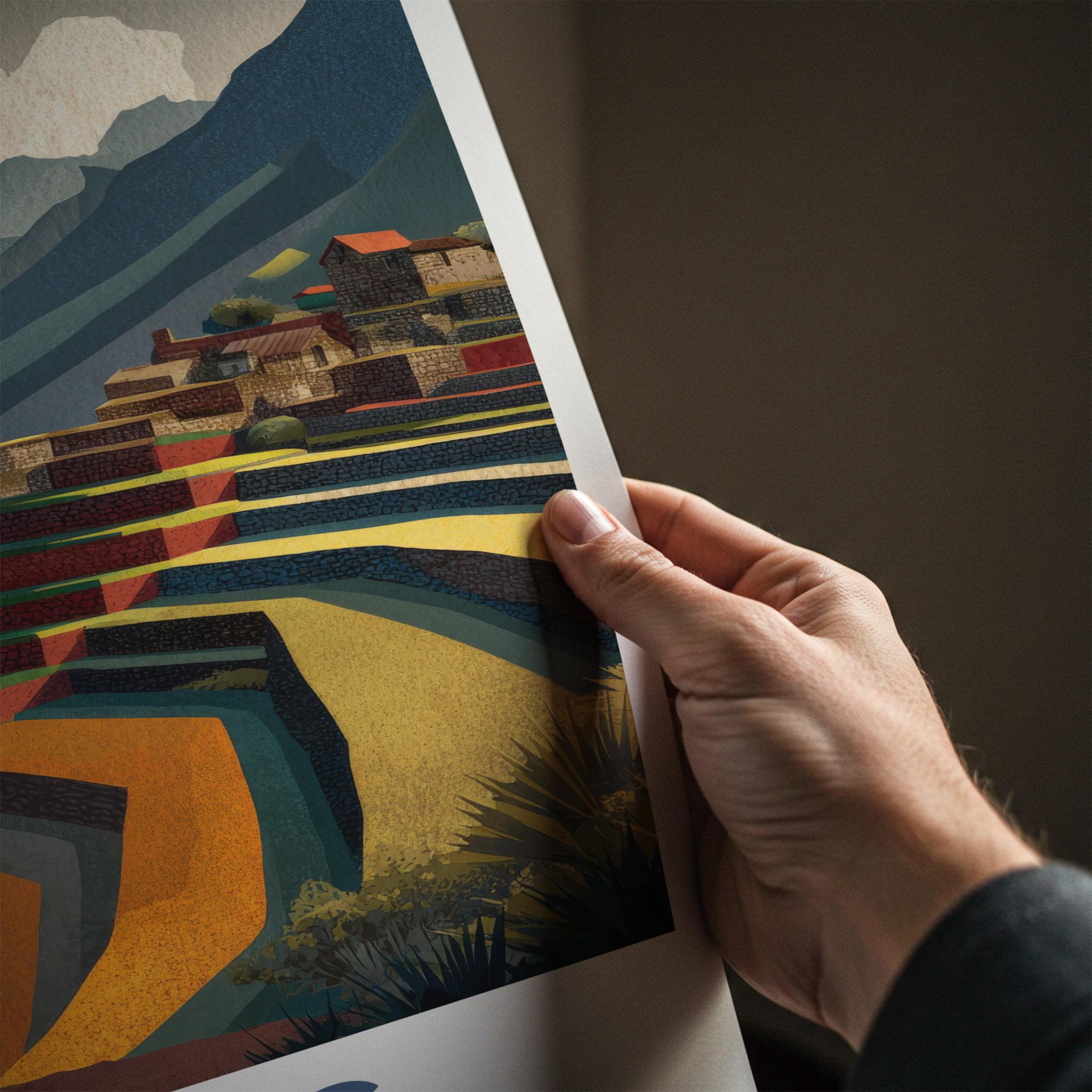 Pisac Poster - Peru Travel Art - Mountain Inca Terraces Home Decor