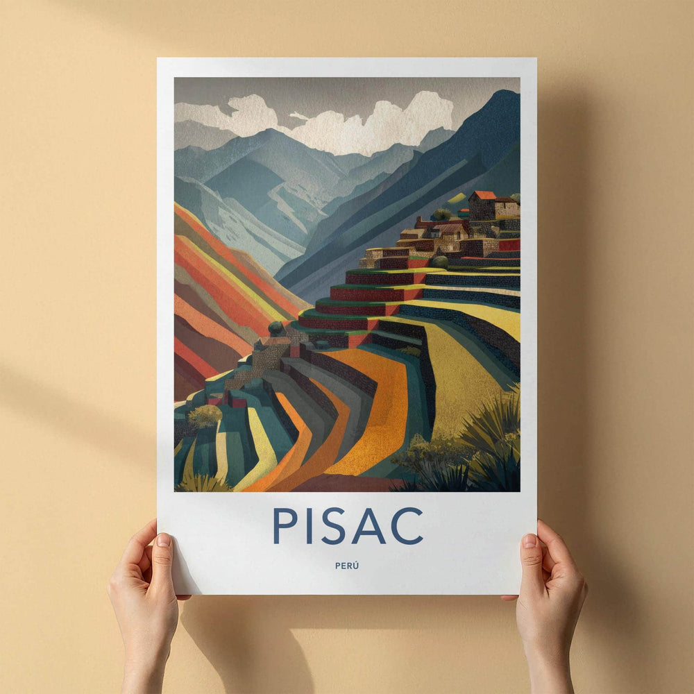 Pisac Poster - Peru Travel Art - Mountain Inca Terraces Home Decor
