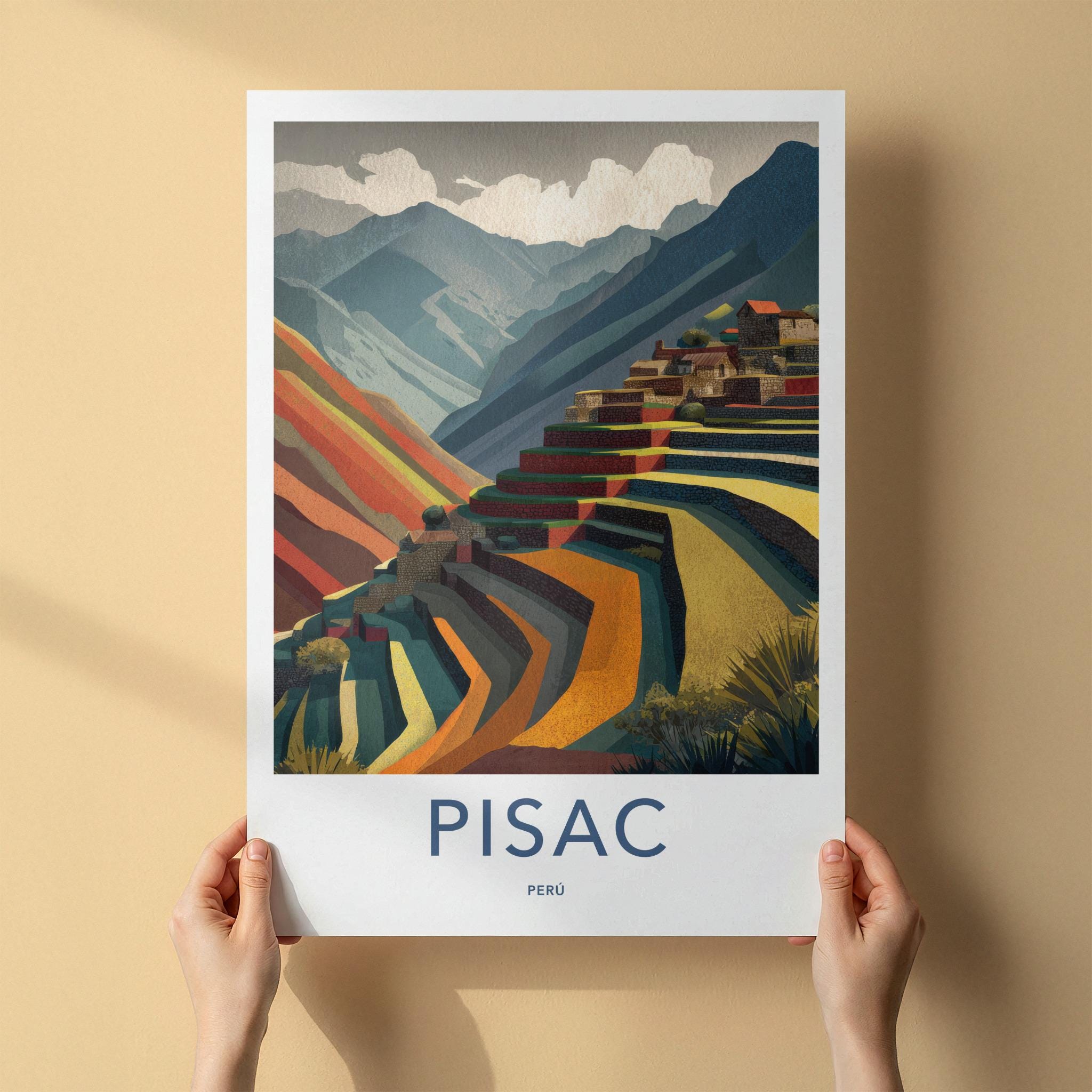 Pisac Poster - Peru Travel Art - Mountain Inca Terraces Home Decor