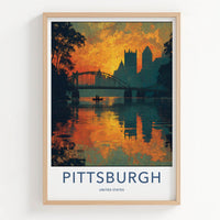 Pittsburgh Poster - Pennsylvania Travel Print - River City Sunset Home Decor