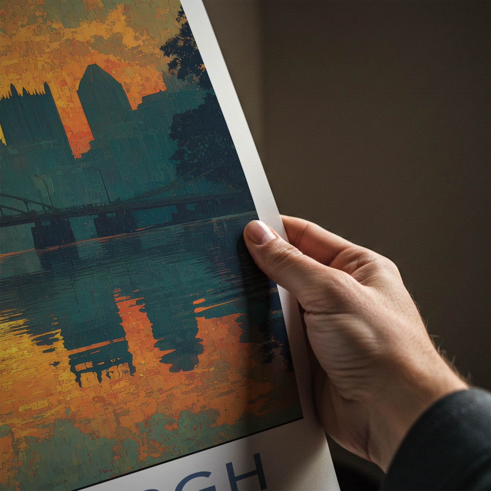 Pittsburgh Poster - Pennsylvania Travel Print - River City Sunset Home Decor
