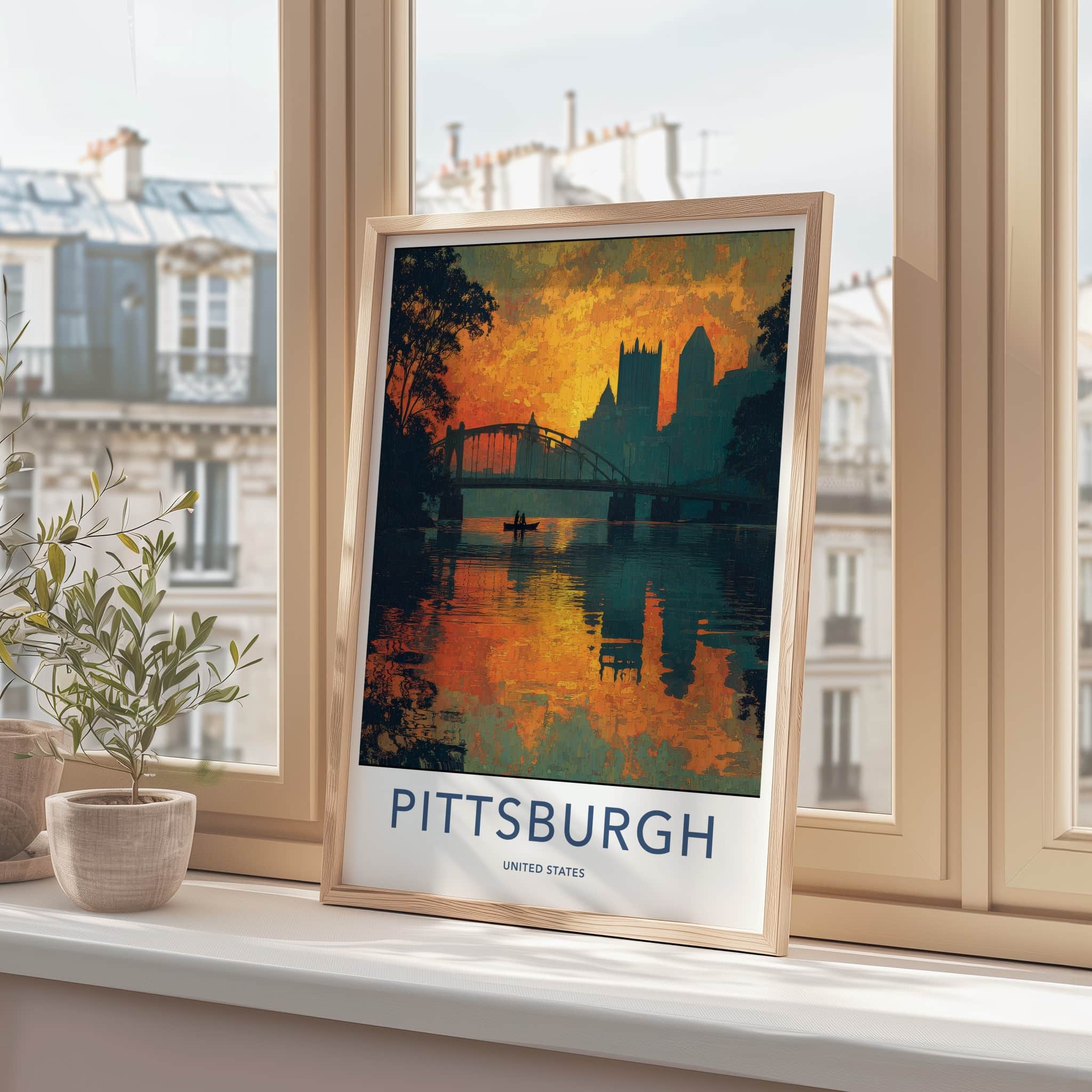 Pittsburgh Poster - Pennsylvania Travel Print - River City Sunset Home Decor