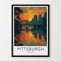 Pittsburgh Poster - Pennsylvania Travel Print - River City Sunset Home Decor