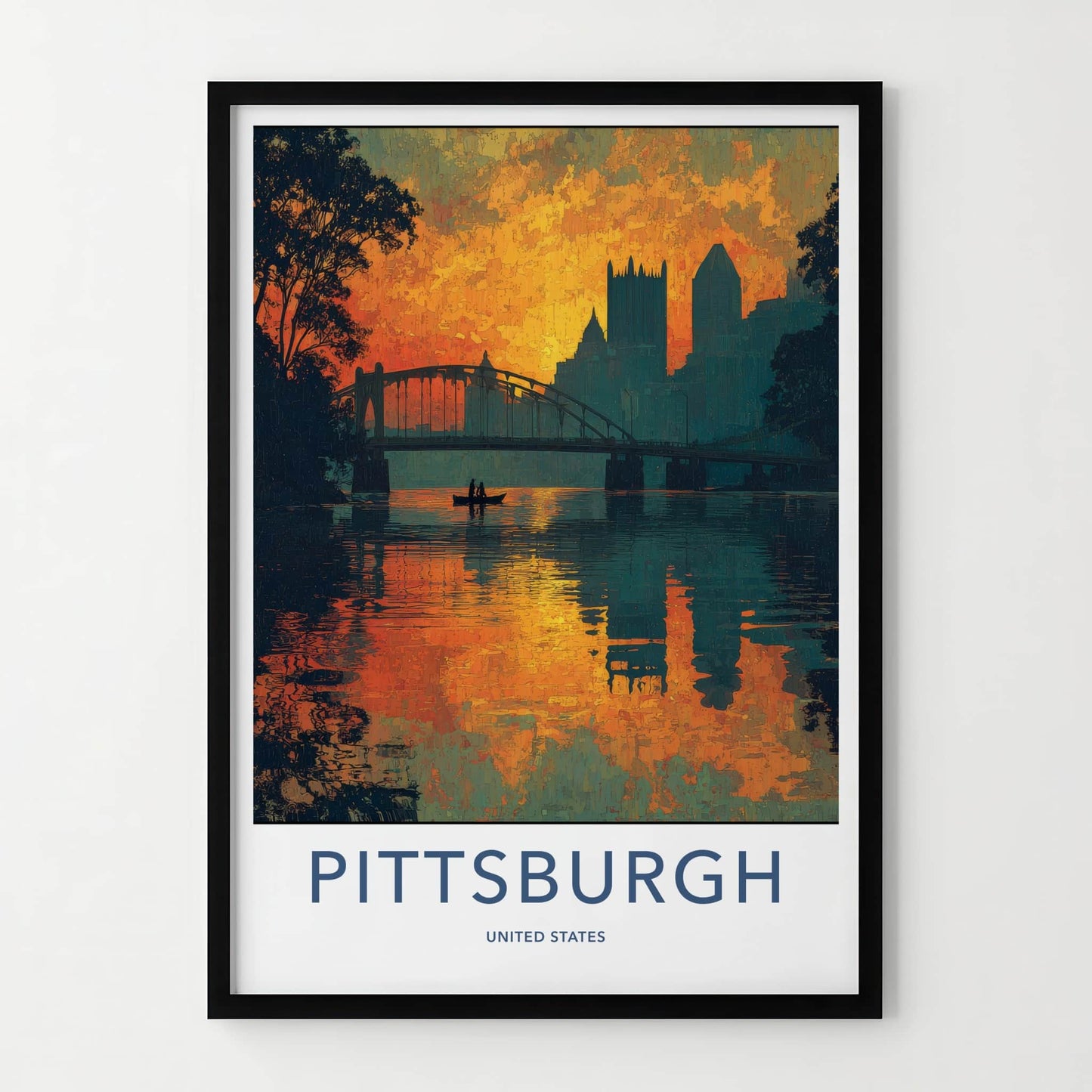 Pittsburgh Poster - Pennsylvania Travel Print - River City Sunset Home Decor