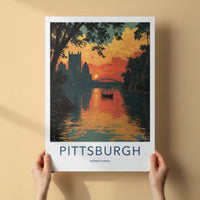 Pittsburgh Poster - Pennsylvania Wall Art - River Sunset Skyline Home Decor