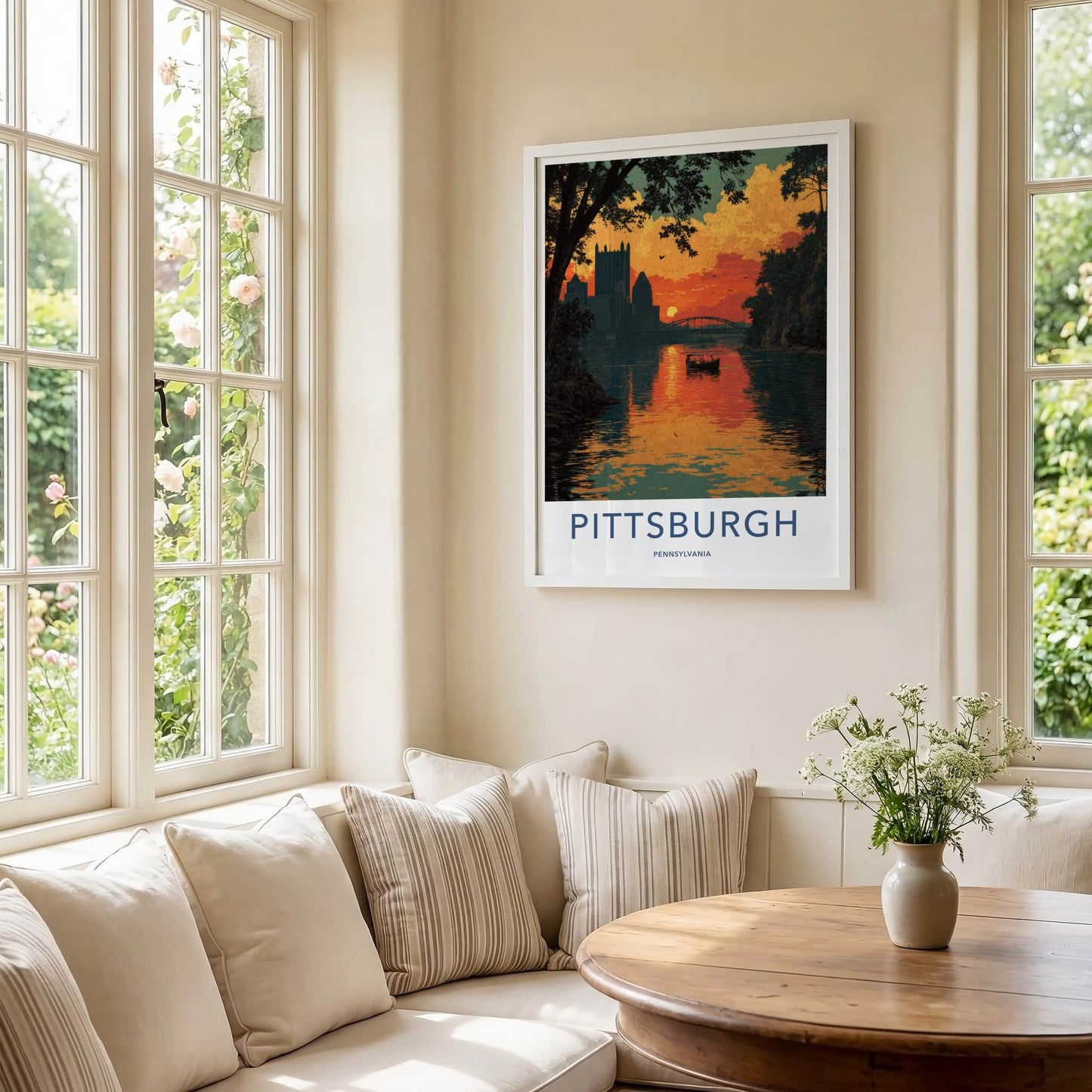 Pittsburgh Poster - Pennsylvania Wall Art - River Sunset Skyline Home Decor