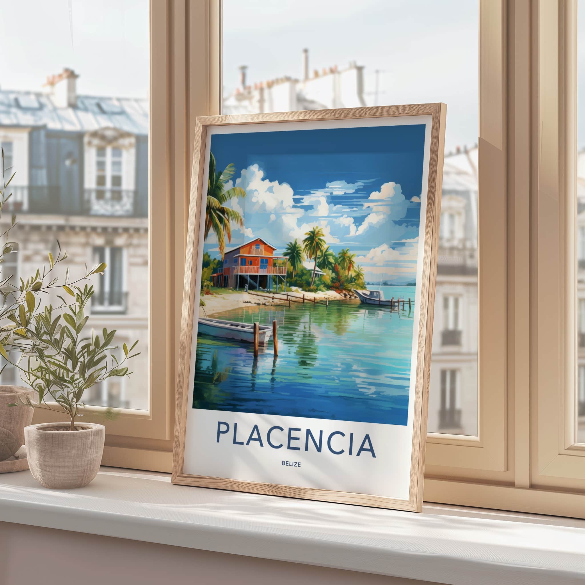 Placencia Poster - Belize Travel Art - Tropical Beach House Home Decor