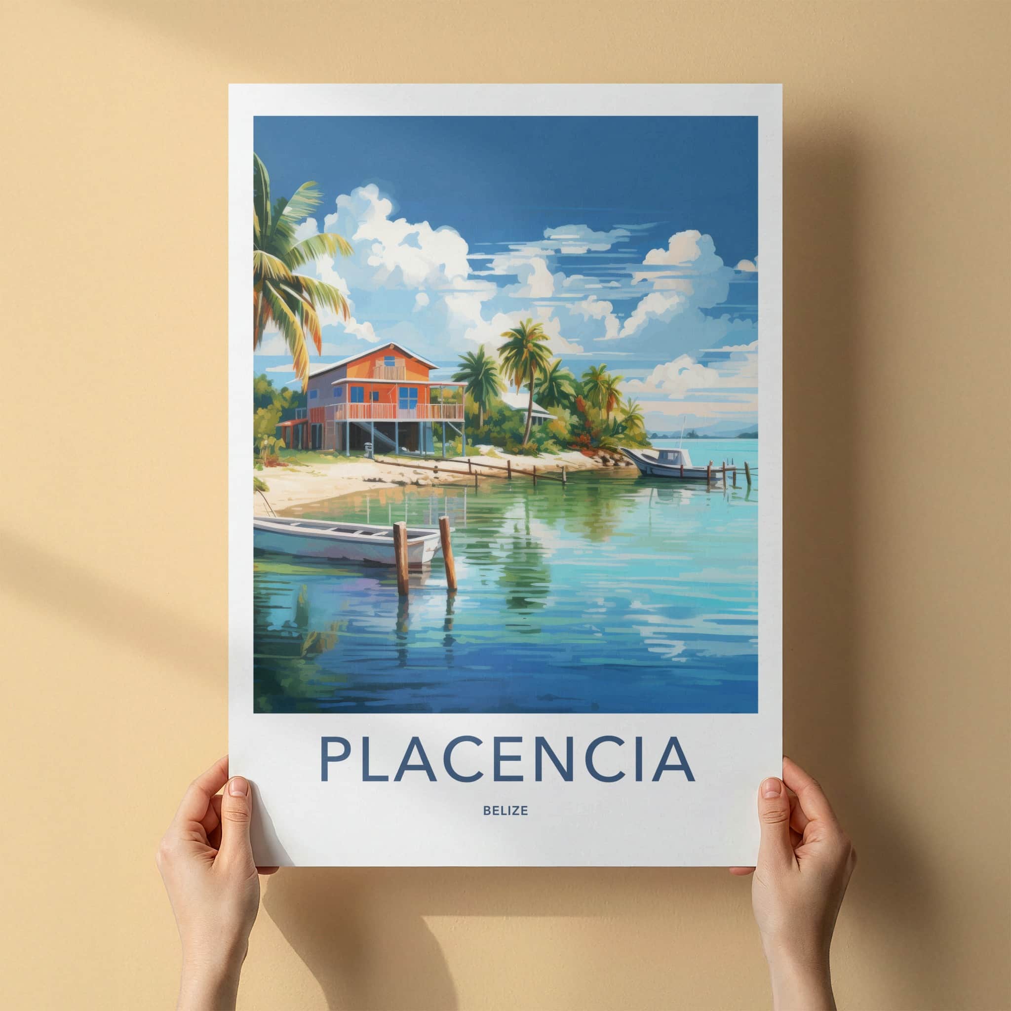 Placencia Poster - Belize Travel Art - Tropical Beach House Home Decor
