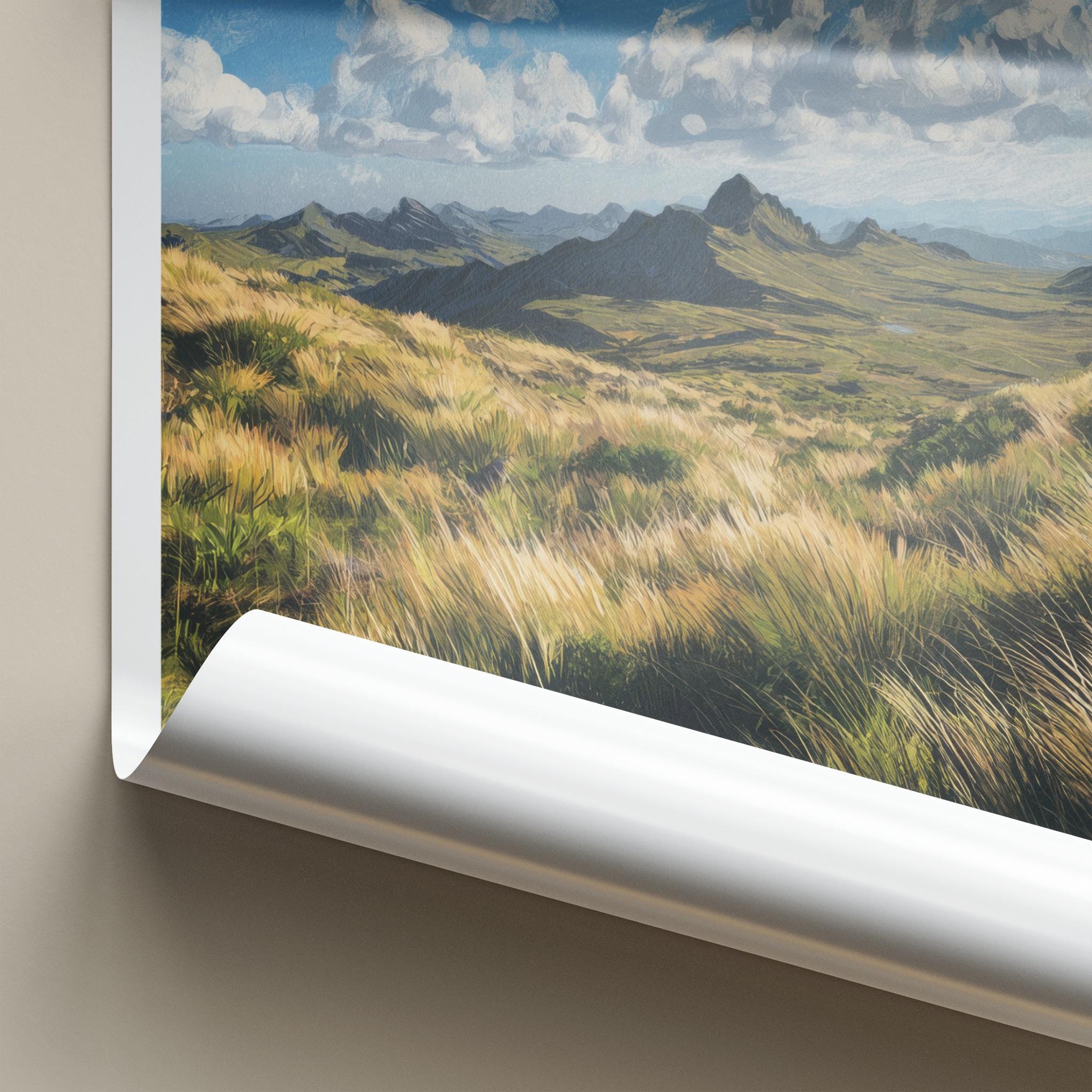 Plateau Demparis Poster - France Travel Art - Windy Mountain Grass Home Decor
