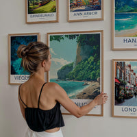 Plaza Nugal Poster - Croatia Travel Art - Lush Cliffside Beach Home Decor