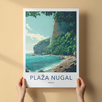 Plaza Nugal Poster - Croatia Travel Art - Lush Cliffside Beach Home Decor