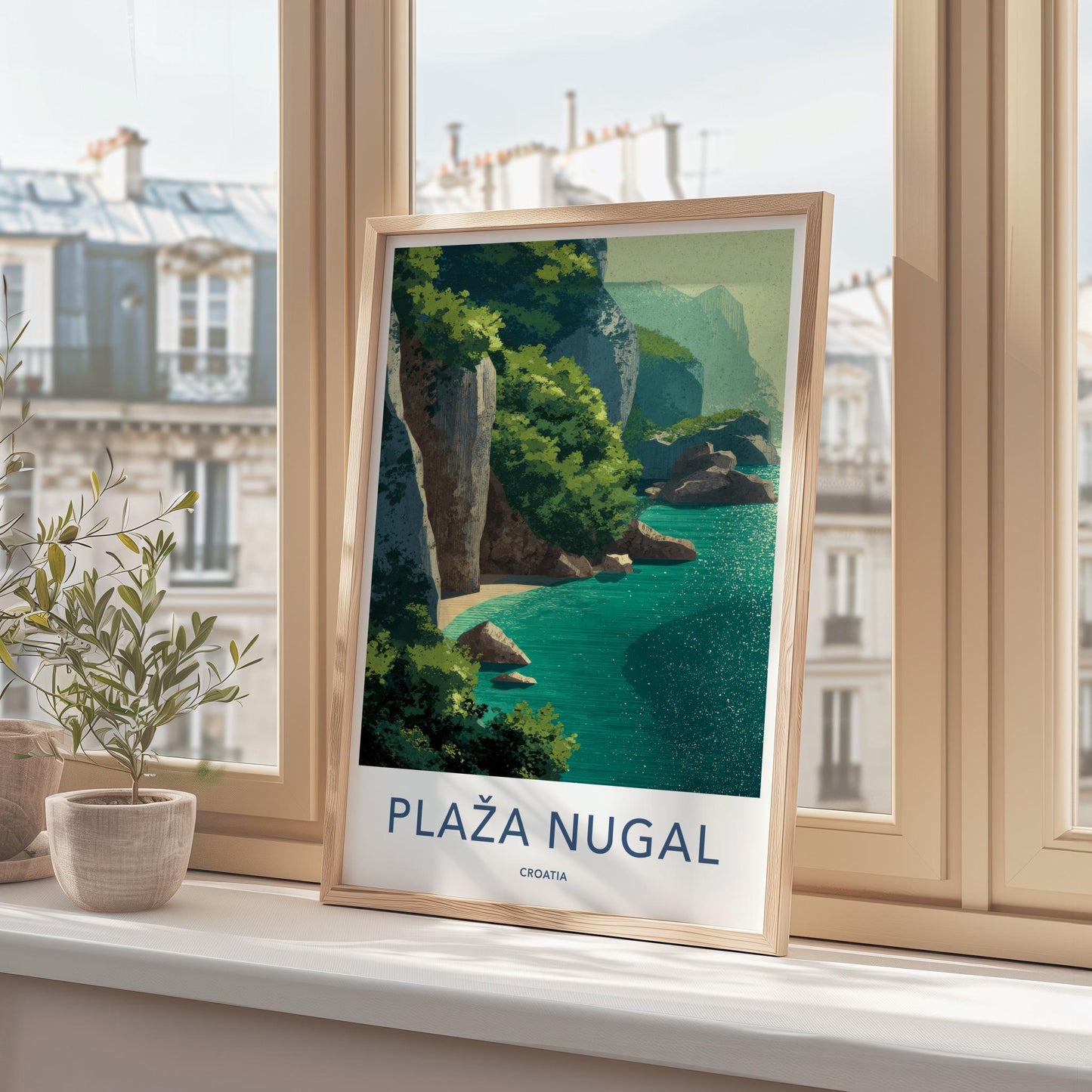Plaza Nugal Poster - Croatia Travel Art - Secluded Beach Cove Home Decor