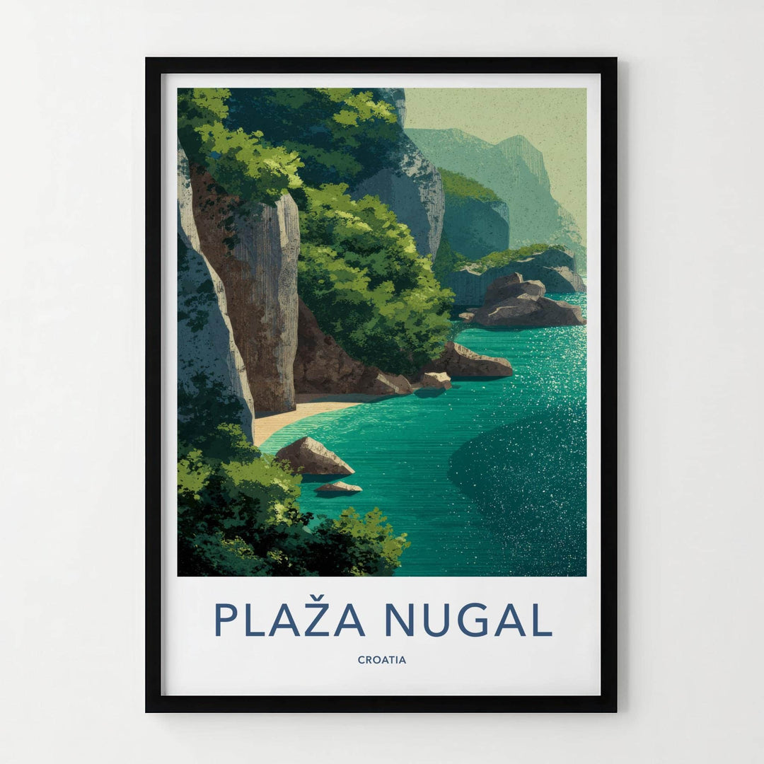 Plaza Nugal Poster - Croatia Travel Art - Secluded Beach Cove Home Decor