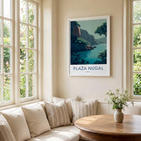 Plaza Nugal Poster - Croatia Wall Art - Turquoise Sea Cliffs Home Decor