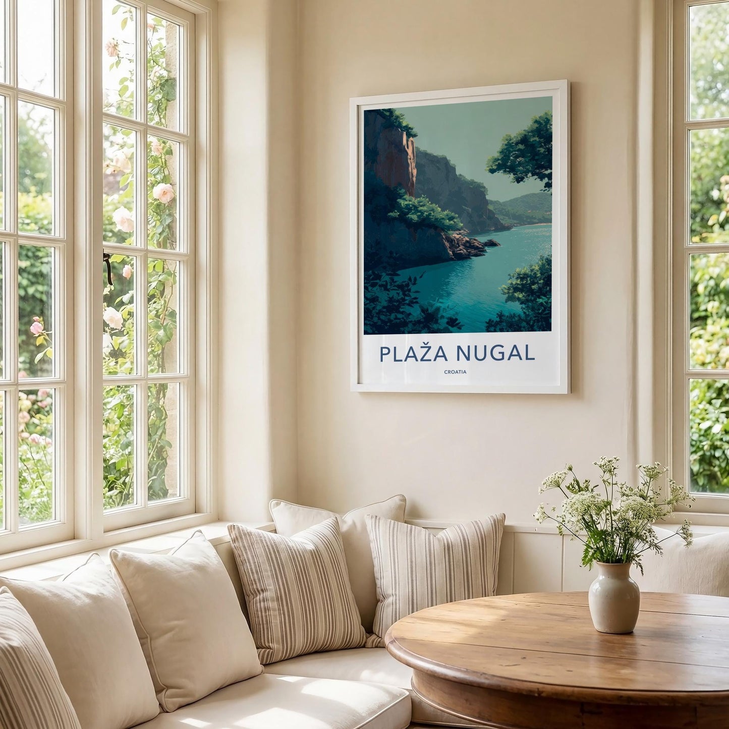 Plaza Nugal Poster - Croatia Wall Art - Turquoise Sea Cliffs Home Decor