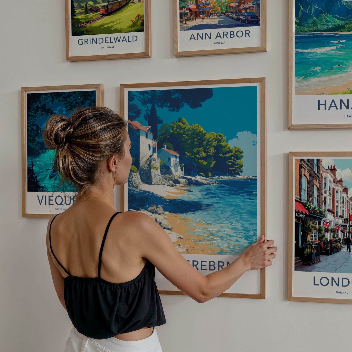 Plaza Srebrna Poster Croatia Travel Art Beachfront Houses Gallery Art
