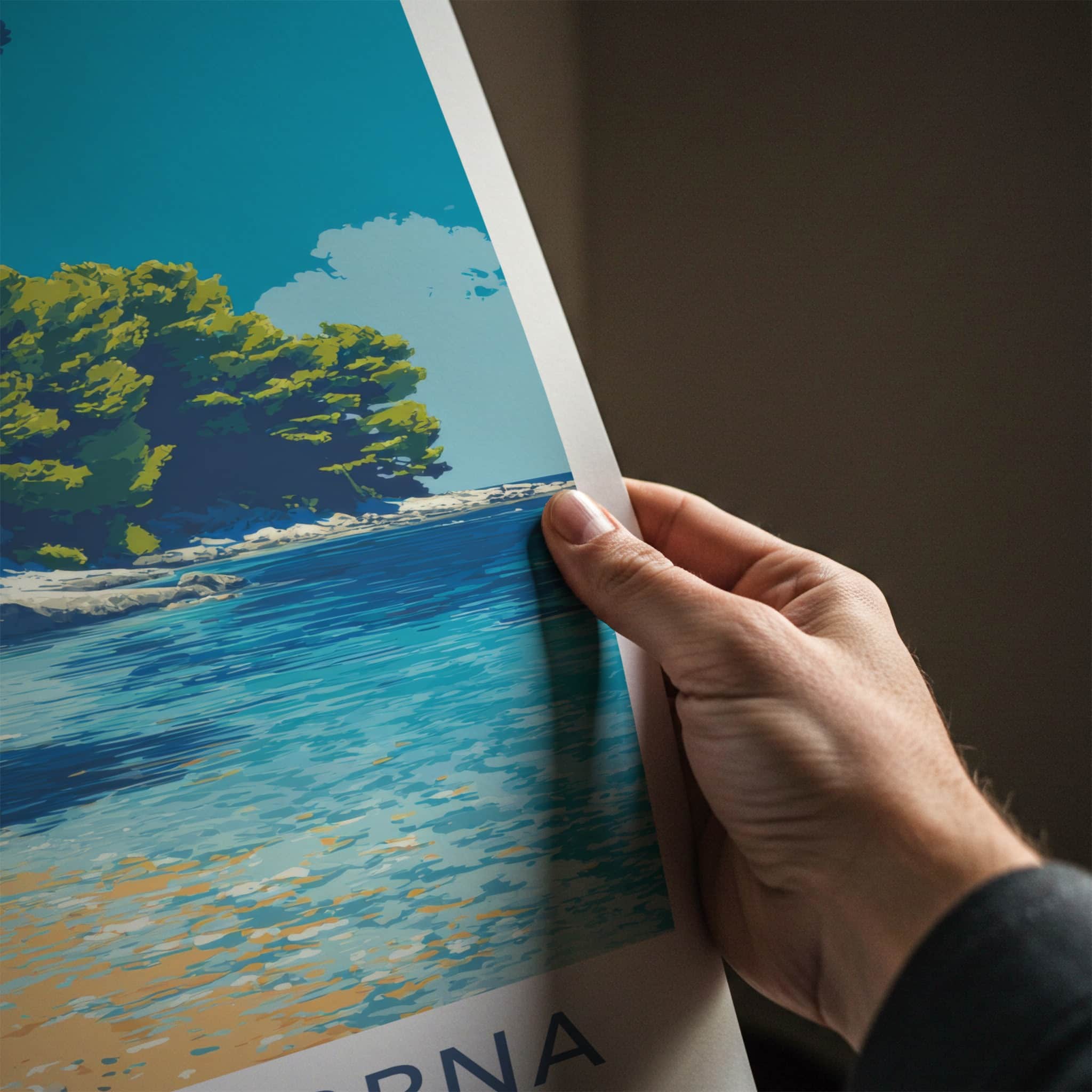 Plaza Srebrna Poster Croatia Travel Art Beachfront Houses Gallery Art