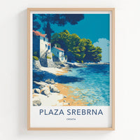 Plaza Srebrna Poster Croatia Travel Art Beachfront Houses Gallery Art