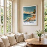 Plaza Srebrna Poster - Croatia Travel Art - Coastal Rock Waves Home Decor