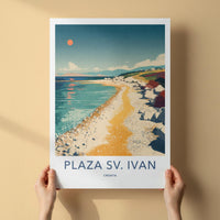 PLAZA SV. IVAN Poster - Croatia Travel Art - Vibrant Coastal Beach Home Decor