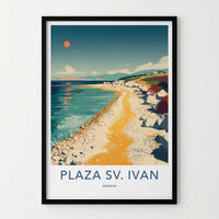 PLAZA SV. IVAN Poster - Croatia Travel Art - Vibrant Coastal Beach Home Decor