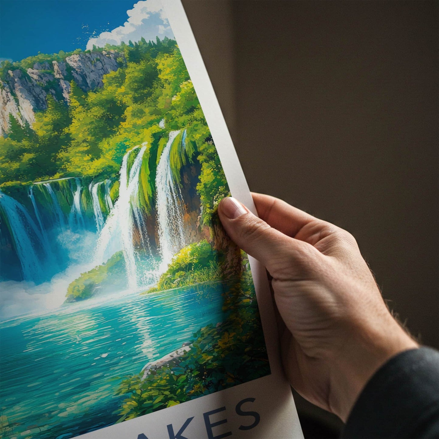 Plitvice Lakes National Park Poster - Croatia Travel Art - Clear lake butterflies Home Decor