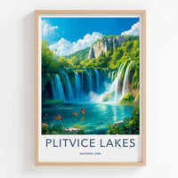 Plitvice Lakes National Park Poster - Croatia Travel Art - Clear lake butterflies Home Decor
