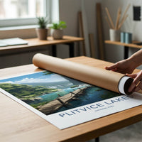 Plitvice Lakes National Park Poster - Croatia Wall Art - Lakeside Wooden Path Gift