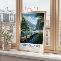 Plitvice Lakes National Park Poster - Croatia Wall Art - Lakeside Wooden Path Gift