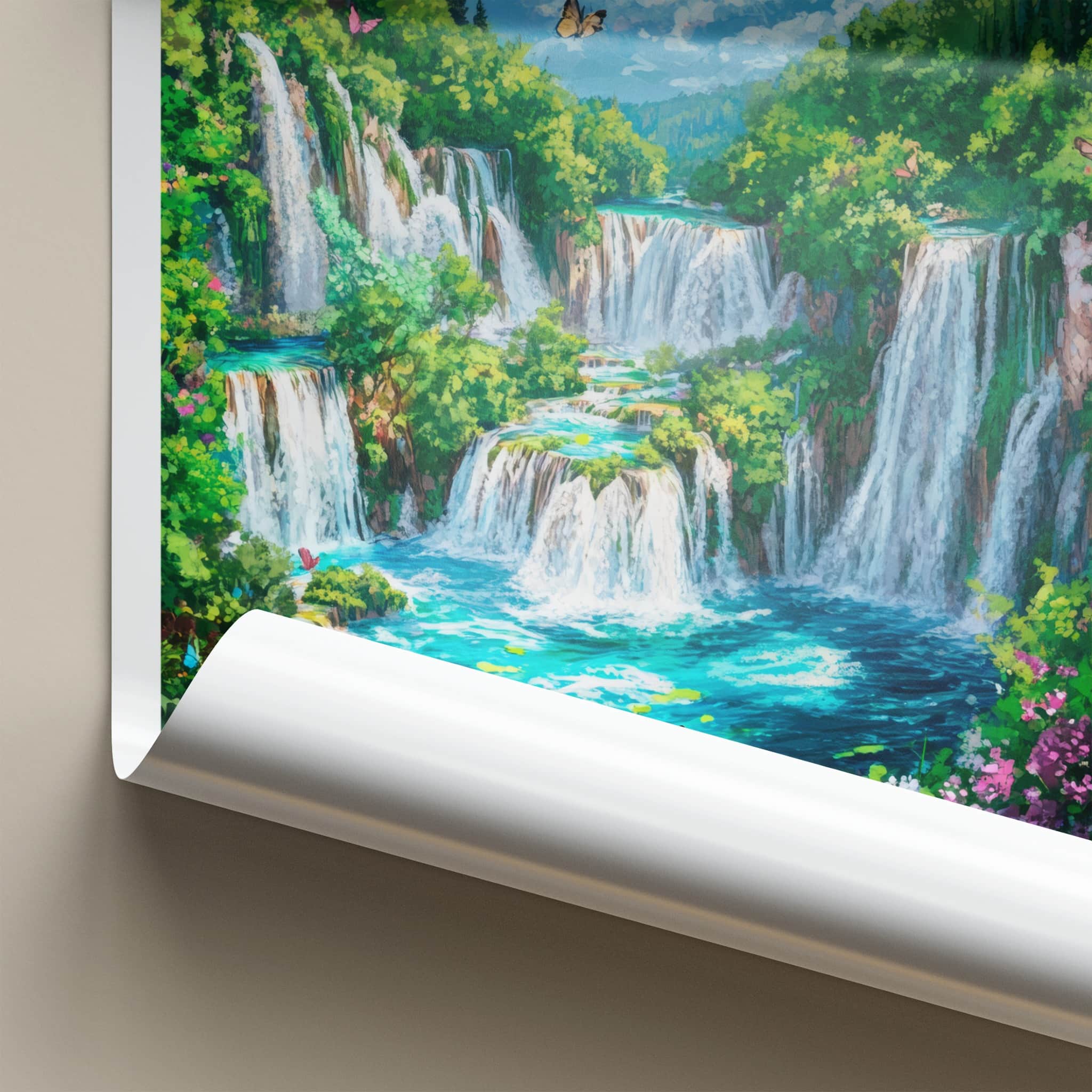 Plitvice Lakes National Park Poster - Croatia Wall Art - Lush Green Waterfalls Home Decor