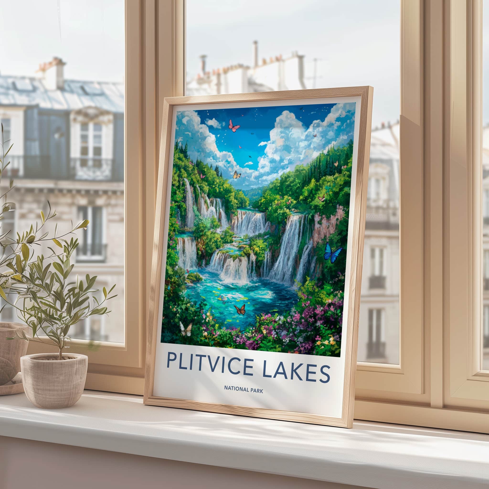 Plitvice Lakes National Park Poster - Croatia Wall Art - Lush Green Waterfalls Home Decor