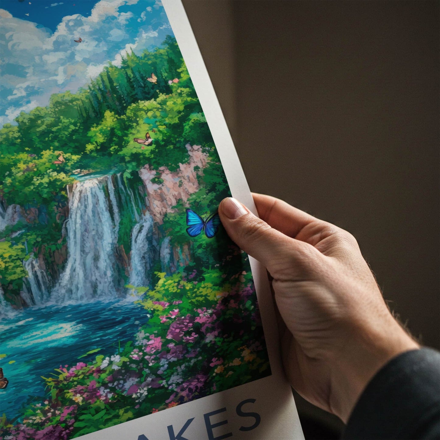 Plitvice Lakes National Park Poster - Croatia Wall Art - Lush Green Waterfalls Home Decor