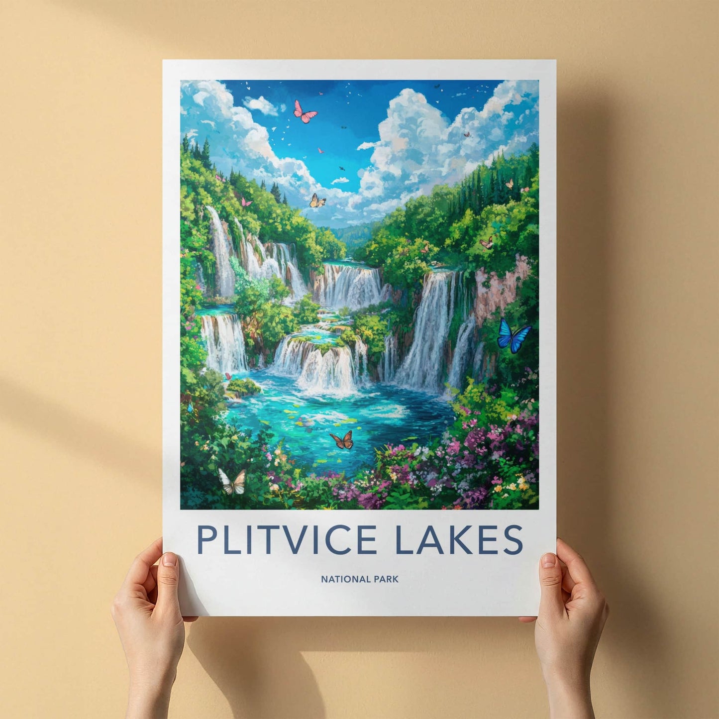 Plitvice Lakes National Park Poster - Croatia Wall Art - Lush Green Waterfalls Home Decor