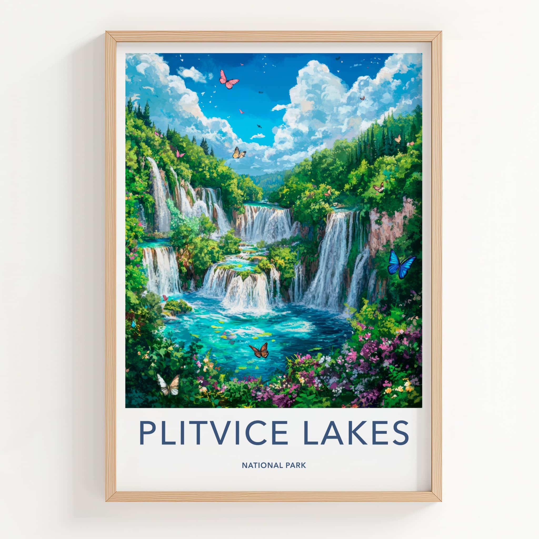 Plitvice Lakes National Park Poster - Croatia Wall Art - Lush Green Waterfalls Home Decor